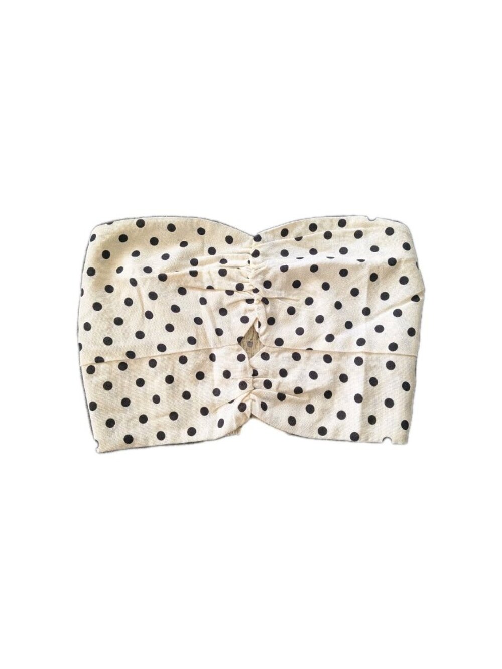 Polka Dot Strapless Top XL Linen Mix Coastal Grandmother European Summer Nwots